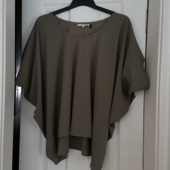 HELMUT LANG Green Oversized Asymetrical Dolman Blouse Sz M - Picture 3 of 6